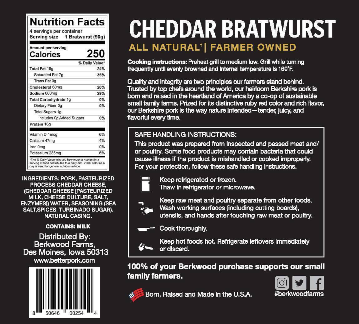 Cheddar Brat (8 Brats)