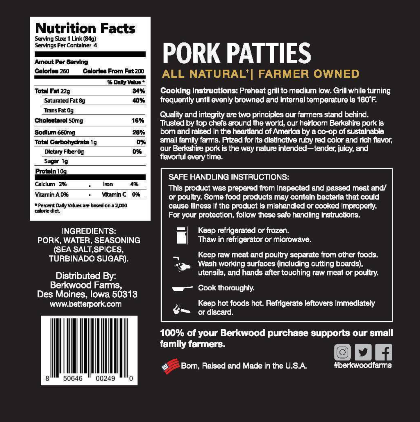 4 oz Ground Pork Patties (8 patties)