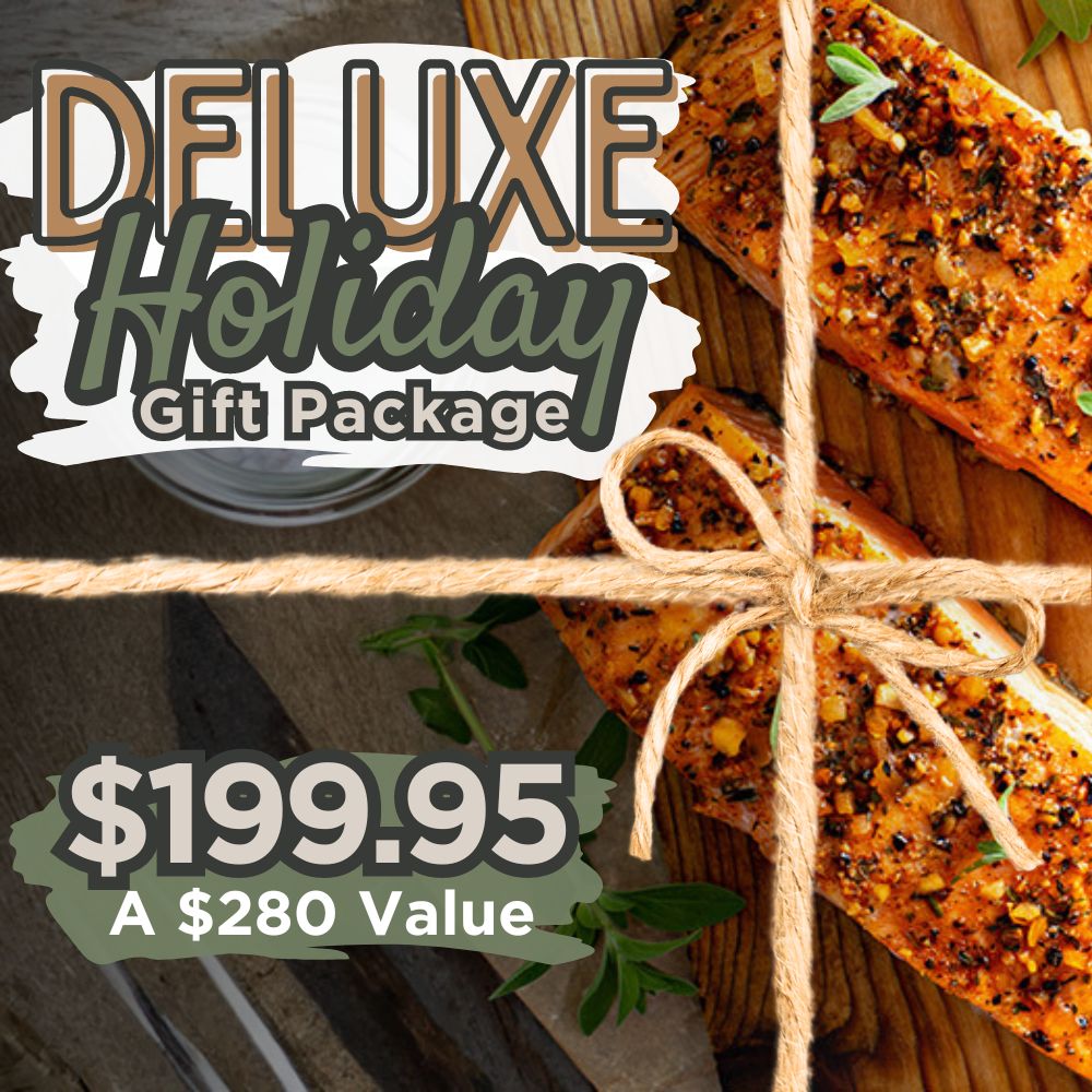 Deluxe Holiday Gift Package (steaks, ground beef patties, chicken breasts, bacon, salmon)