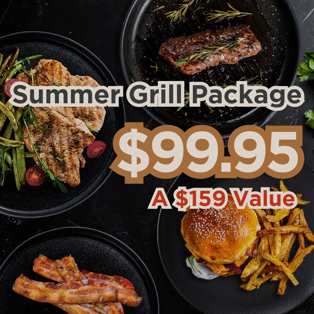 Summer Grill Package (includes steaks, ground beef patties, chicken breasts and bacon)